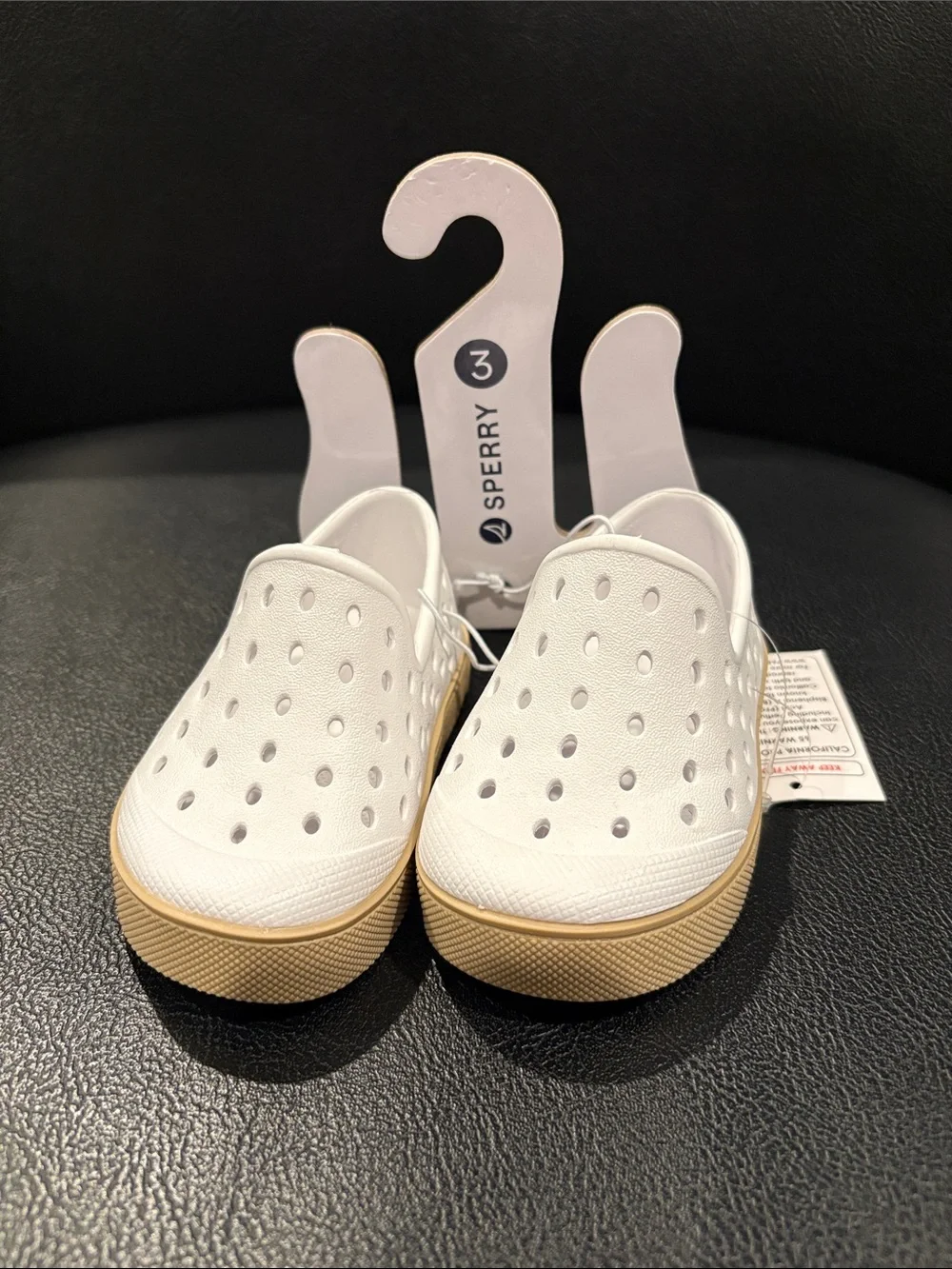 Sperry Kids White Slip-On Sneakers with Tan Outsole